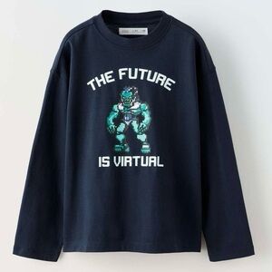Zara Boys Navy Blue Video Game Graphic T Shirt